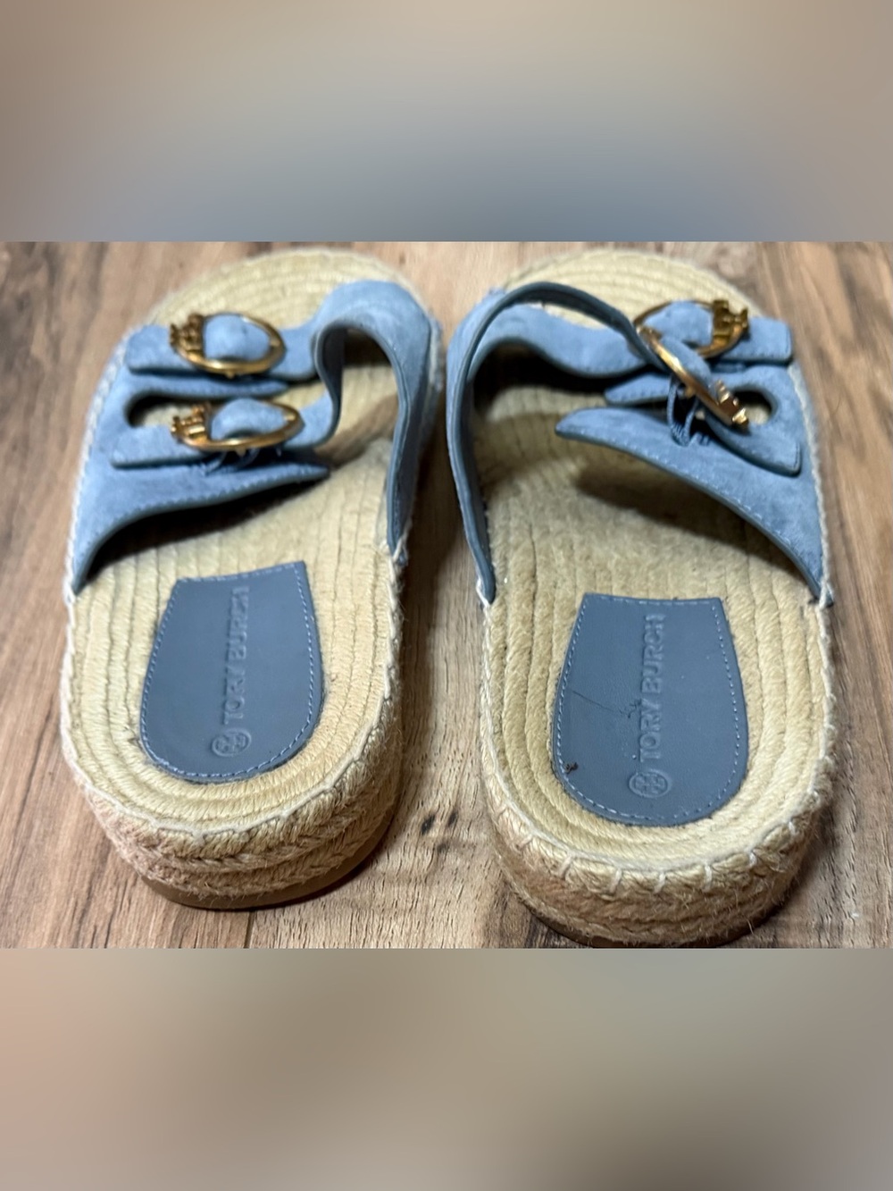 Tory Burch blue espadrille flats slides size 9 - Picture 5 of 7